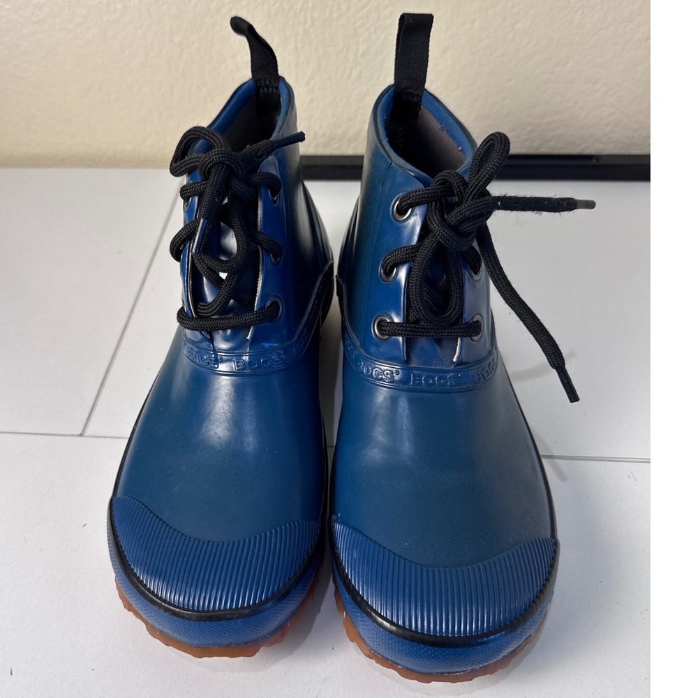 Bogs Charlot Rain Boots Womens Size 9 Blue Lace Up Rubber Waterproof Ankle Boot